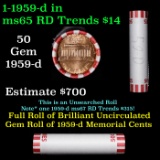 Shotgun Lincoln 1c roll, 1959-d 50 pcs Bank Wrapper.