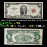 1953C $2 Red Seal United States Note Key To The Series Grades vf+