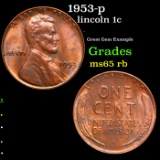 1953-p Lincoln Cent 1c Grades GEM Unc RB