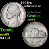 1938-s Jefferson Nickel 5c Grades GEM Unc