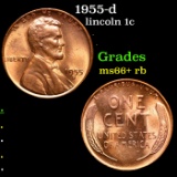 1955-d Lincoln Cent 1c Grades GEM++ RB