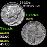 1942-s Mercury Dime 10c Grades GEM+ Unc