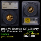 Proof 1986-W Statue Of Liberty Gold Commemorative $5 Graded pr70 dcam By SEGS