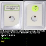 Authentic Meteorite Space Rock, Campo del Cielo Argentina, Discovered 1576AD <.19g Crystal Graded By