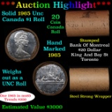 ***Auction Highlight*** Full Roll of Silver 1965 Canadian Dollar with Queen Elizabeth II, 20 Coins i