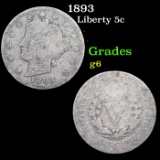 1893 Liberty Nickel 5c Grades g+