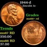 1944-d Lincoln Cent 1c Grades GEM++ RD