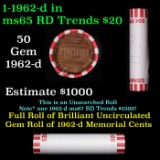 Shotgun Lincoln 1c roll, 1962-d 50 pcs Bank Wrapper.