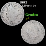 1892 Liberty Nickel 5c Grades g+