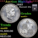 ***Auction Highlight*** 1883 Hawaii Quarter 25c Graded ms65+ BY SEGS (fc)