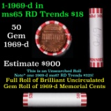 Shotgun Lincoln 1c roll, 1969-d 50 pcs Bank Wrapper.