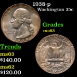 1938-p Washington Quarter 25c Grades Select Unc