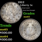 1912 Liberty Nickel 5c Grades GEM Unc
