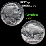 1937-p Buffalo Nickel 5c Grades Choice AU