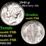 1941-p Mercury Dime 10c Grades GEM+ FSB