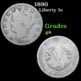 1890 Liberty Nickel 5c Grades g+