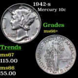 1942-s Mercury Dime 10c Grades GEM++ Unc