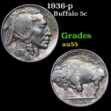 1936-p Buffalo Nickel 5c Grades Choice AU