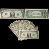10x Mixed $1 Federal Reserve Notes, Series 1963 to 2009, All CU Grade! Grades Brilliant Uncirculated