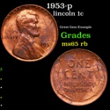 1953-p Lincoln Cent 1c Grades GEM Unc RB