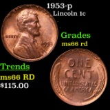 1953-p Lincoln Cent 1c Grades GEM+ Unc RD