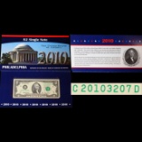 2003A $2 Green Seal Federal Reserve Note (Dallas, TX) In 2010 Series Department of Treasury Envelope