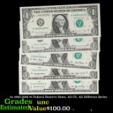 5x 1969-2006 $1 Federal Reserve Notes, All CU, All Different Series Grades Brilliant Uncirculated