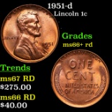 1951-d Lincoln Cent 1c Grades GEM++ RD