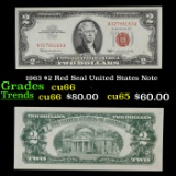 1963 $2 Red Seal United States Note Grades Gem+ CU