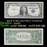 1957A $1 Blue Seal Silver Certificate Grades Choice AU