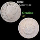 1892 Liberty Nickel 5c Grades g, good