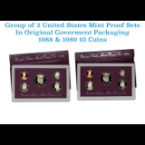 Group of 2 United States Mint Proof Sets 1988-1989 10 coins