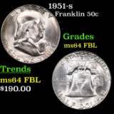 1951-s Franklin Half Dollar 50c Grades Choice Unc FBL
