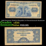1949 Germany (Federal Republic) 10 Deutschemark Banknote Grades vf+