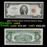 1963 $2 Red Seal United States Note Grades Choice CU