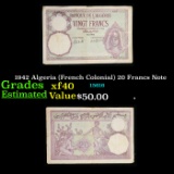1942 Algeria (French Colonial) 20 Francs Note Grades xf