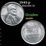 1943-p Lincoln Cent 1c Grades GEM+ Unc