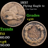 1857 Flying Eagle Cent 1c Grades vg+