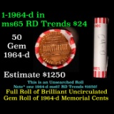 Shotgun Lincoln 1c roll, 1964-d 50 pcs Bank Wrapper.