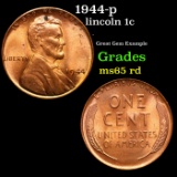 1944-p Lincoln Cent 1c Grades GEM Unc RD