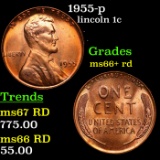 1955-p Lincoln Cent 1c Grades GEM++ RD