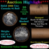 ***Auction Highlight*** Full Roll of Silver 1966 Canadian Dollar with Queen Elizabeth II, 20 Coins i