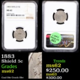 NGC 1883 Shield Nickel 5c Graded ms62 By NGC