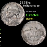 1938-s Jefferson Nickel 5c Grades Choice+ Unc
