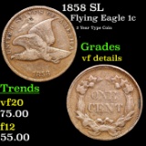 1858 SL Flying Eagle Cent 1c Grades vf details
