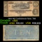 1864 $10 Confederate Note, T68 Grades vf+