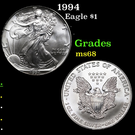 1994 Silver Eagle Dollar $1 Grades GEM+++ Unc