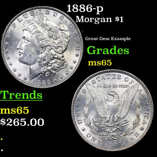 1886-p Morgan Dollar $1 Grades GEM Unc