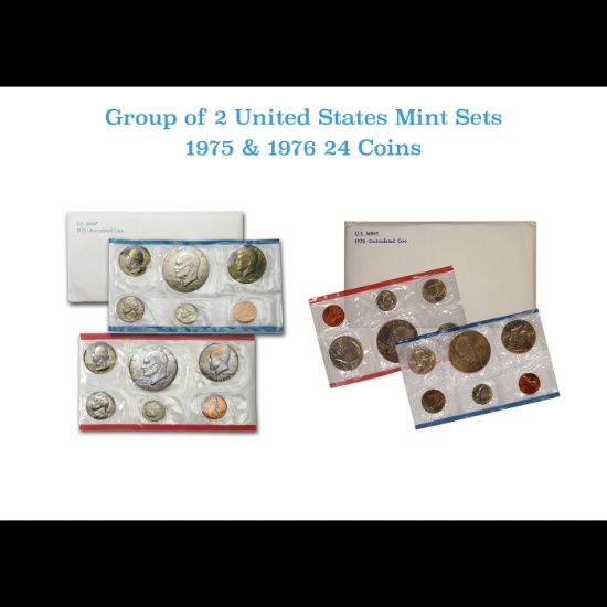 Group of 2 United States Mint Proof Sets 1975-1976 12 coins