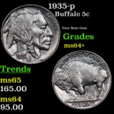 1935-p Buffalo Nickel 5c Grades Choice+ Unc